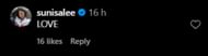 Suni Lee reacts to Skye Blakely's post; Instagram - @skyeblakely